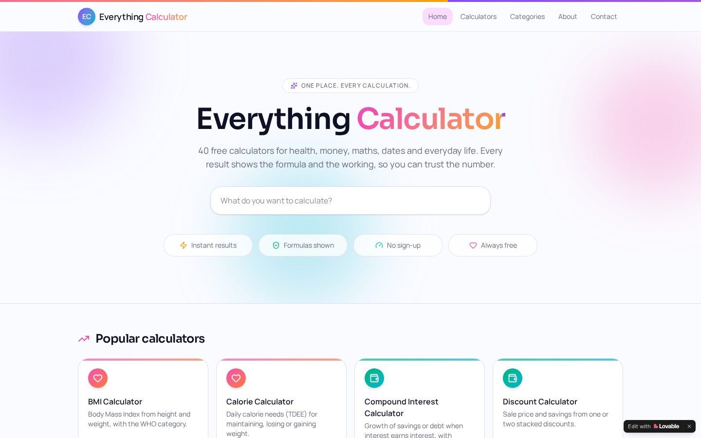 CALCMAXXING — tools / utilities website concept by Quantiva Solutions